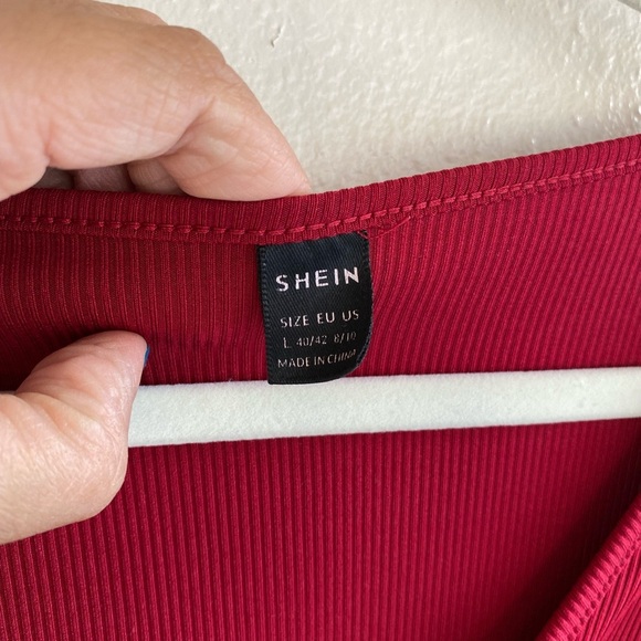 SHEIN SXY Red Long Sleeve Ruched Dress - Picture 2 of 5